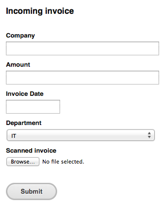 Incoming Invoices form